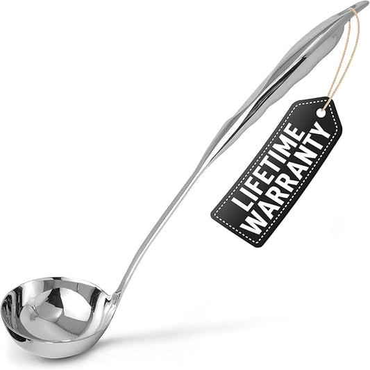 Zulay Kitchen Stainless Steel Soup Ladle - 13” Large Ladle for Soups, Stews & Sauces - Durable, Heat-Resistant, Rust-Proof & Dishwasher Safe Kitchen Utensil with Ergonomic Handle by ZulayKitchen