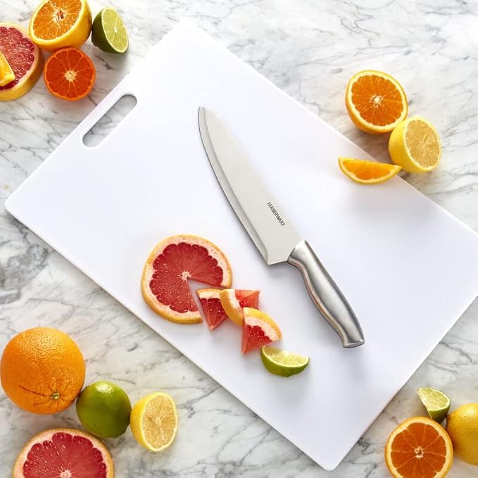 Farberware Extra-Large Plastic Cutting Board, Dishwasher- Safe Poly Chopping Board for Kitchen Meal Prep with Easy Grip Handle, 12-inch by 18-inch, White - Image 3