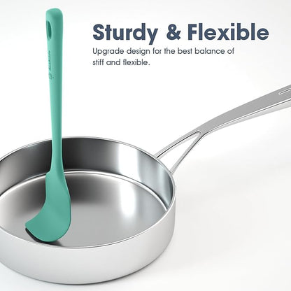 ChefAide 5 Pieces Silicone Spatula Set, Food Grade Rubber Spatula, Upgrade Strong Handle with Ergonomic Grip, Heat Resistant Up to 600°F for Nonstick Cookware, Cooking - Image 3