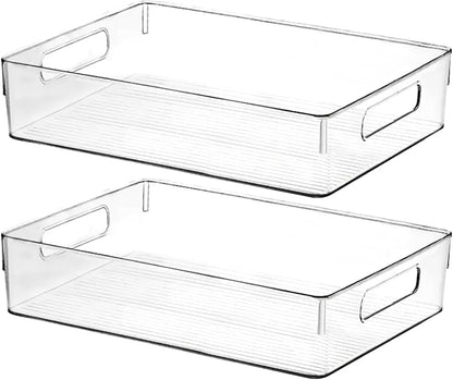 Clear Plastic Storage Bins, Perfect for Kitchen Organization or Pantry Organization and Storage, Large Fridge Organizer Plastic Bins, Pantry Organization and Storage Bins, Cabinet Organizers by ShelfShaper