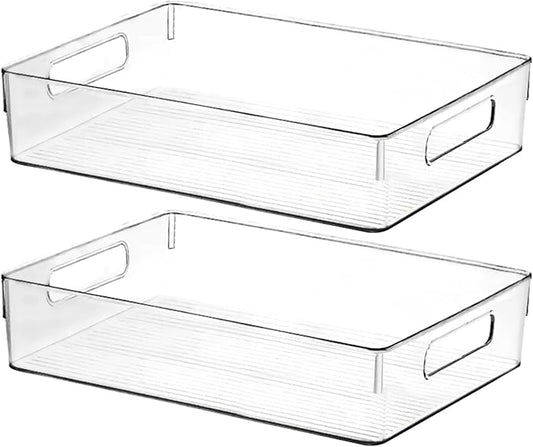 Clear Plastic Storage Bins, Perfect for Kitchen Organization or Pantry Organization and Storage, Large Fridge Organizer Plastic Bins, Pantry Organization and Storage Bins, Cabinet Organizers by ShelfShaper