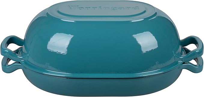 VORRINGARD Enameled Cast Iron Sourdough Bread Oven, Dutch Oven, Loaf Cast Iron Bread Pan for Homemade Bread Baking, Meatloaf Pan with Lid, 7QT, Bluegreen - Image 7