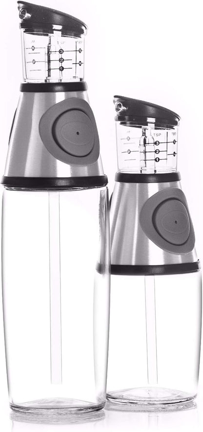 Belwares Olive Oil Dispenser Bottle with Pump - Oil Dispenser for Kitchen, Glass Oil and Vinegar Dispenser Set, Measured Cruet for Cooking - Ideal Oil Bottles for Kitchen Gadgets & Gifts, 2 Pack - Image 9