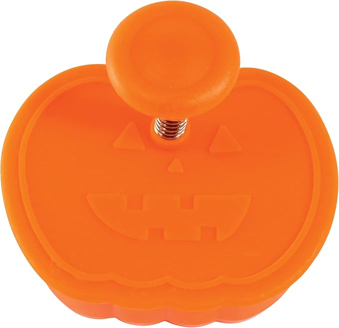 R&M Autumn Theme Pastry & Cookie Stamper set of 4. Assorted Designs & Colors, Turkey, Acorn, Pumpkin, Oak leaf. 2 Inch Assorted Color Cookie Cutters