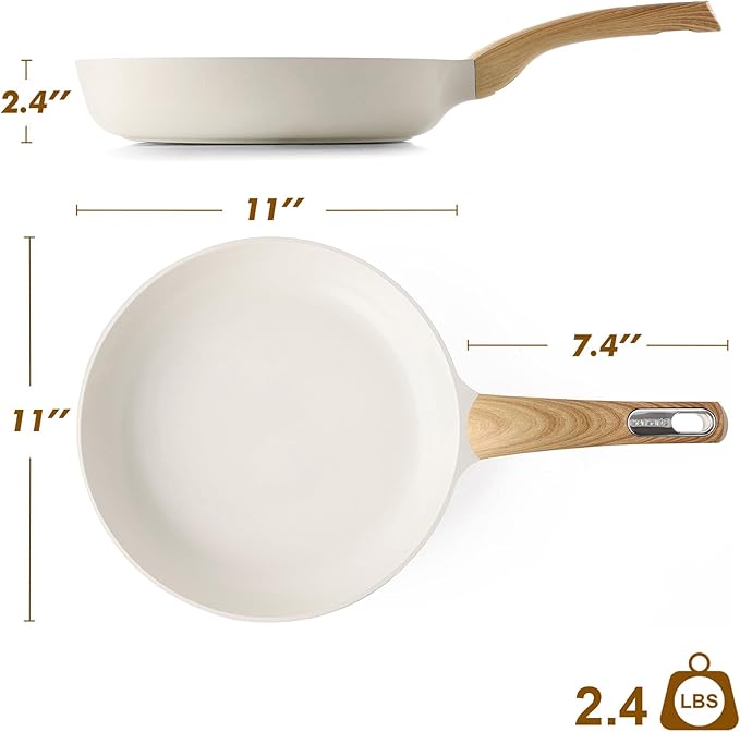 SENSARTE Ceramic Nonstick Frying Pan Skillet 11Inch Non Stick Omelette Pans, Non-toxic Healthy Kitchen Cooking Chef's Pan, Free of Intentionally Added PFOA/PFAS/PTFE, Induction Compatible, White - Image 7