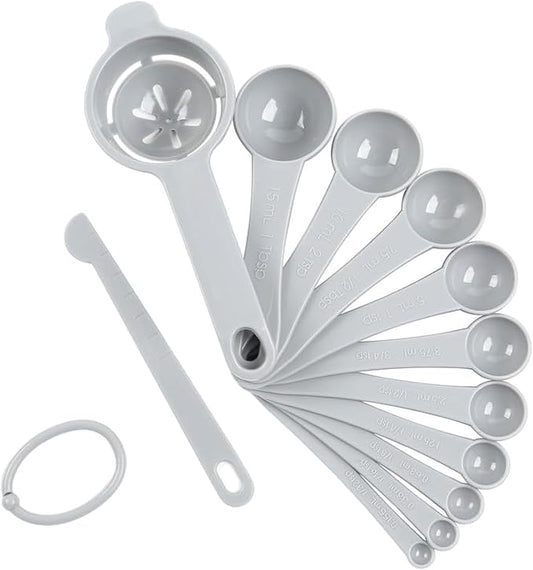 DOTINGHUX Measuring Spoons Set with Egg Separator 12-Piece,Gray