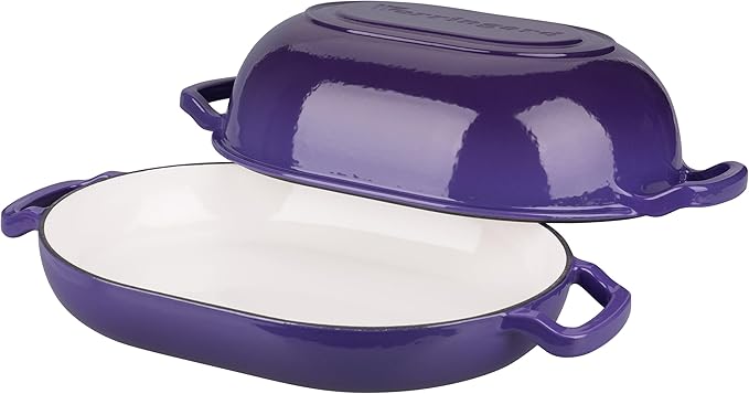 VORRINGARD Enameled Cast Iron Sourdough Bread Oven, Dutch Oven, Loaf Cast Iron Bread Pan for Homemade Bread Baking, Meatloaf Pan with Lid, 7QT, Purple - Image 5