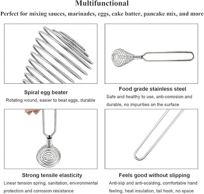 Stainless Steel Spring Coil Whisk Wire Whip Cream Egg Beater Gravy Cream Hand Mixer Kitchen Tool Accessories For Mixing, Blending, Beating, Stirring, Cooking