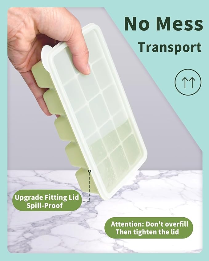 Upgrade Ice Cube Tray 4 Pack with Spill Resistant Lid, Silicone Easy Release Ice Maker Molds for Freezer Stackable, for Cocktail Coffee Whiskey, Durable & BPA Free - Image 2