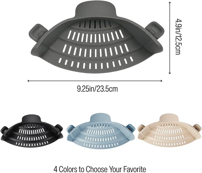 Silicone Pot Strainer, Emptycolor Adjustable Clip On Strainer for Pots Pans, Heat Resistant Pot Drainer, Kitchen Pasta Colander for Vegetables and Noodles (Grey) - Image 2