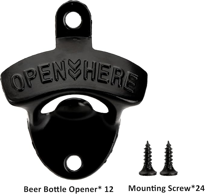 ZOOFOX 12-Piece Wall Mounted Vintage Metal Bottle Opener for Bar, KTV, Home and Outdoor - Image 3