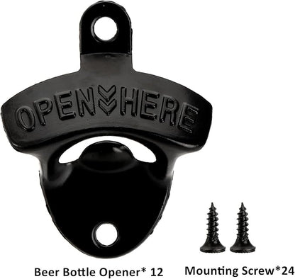 ZOOFOX 12-Piece Wall Mounted Vintage Metal Bottle Opener for Bar, KTV, Home and Outdoor - Image 3