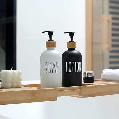 MOMEEMO Soap Dispenser Bathroom Set with Hand and Lotion Dispenser, Suitable for Bathroom Decor. (Black & White) - Image 4