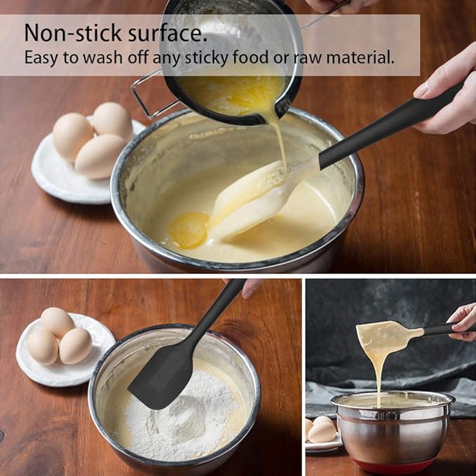 8 Inch Silicone Spatula Set, Food Grade High Temperature and Heat Resistant Spatulas, Dish-wash Safe, Rubber Kitchen Spatulas, Non-stick(Set of 4)