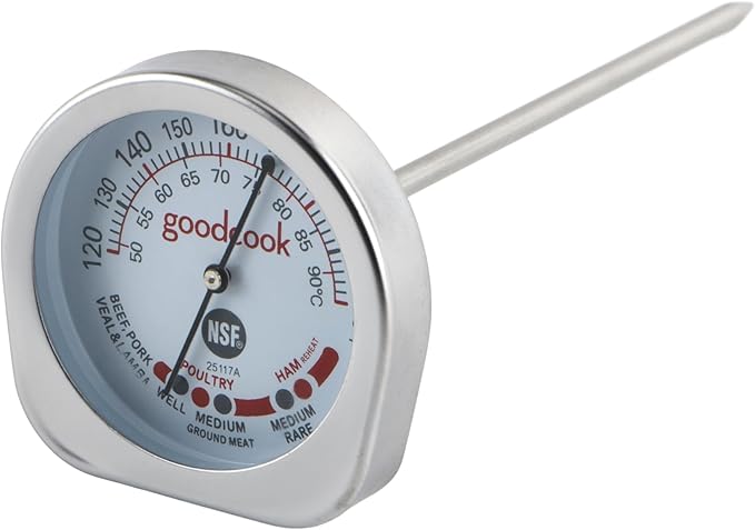 GoodCook Everyday Meat Thermometer with Bi-Directional Dial Shows Temperature and Meat Type Doneness with Stainless Steel Probe, Includes Fahrenheit & Celsius, Silver - Image 2