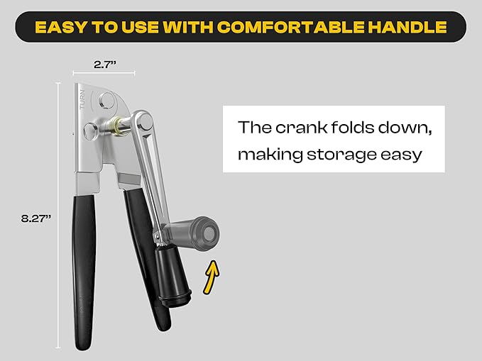 Heavy Duty Can Opener with Magnet – Commercial Can Opener Manual for Seniors, Hand Held, Sharp Blade, Smooth Edge – Folding Knob for Easy Storage, Built in Bottle Opener - Image 2