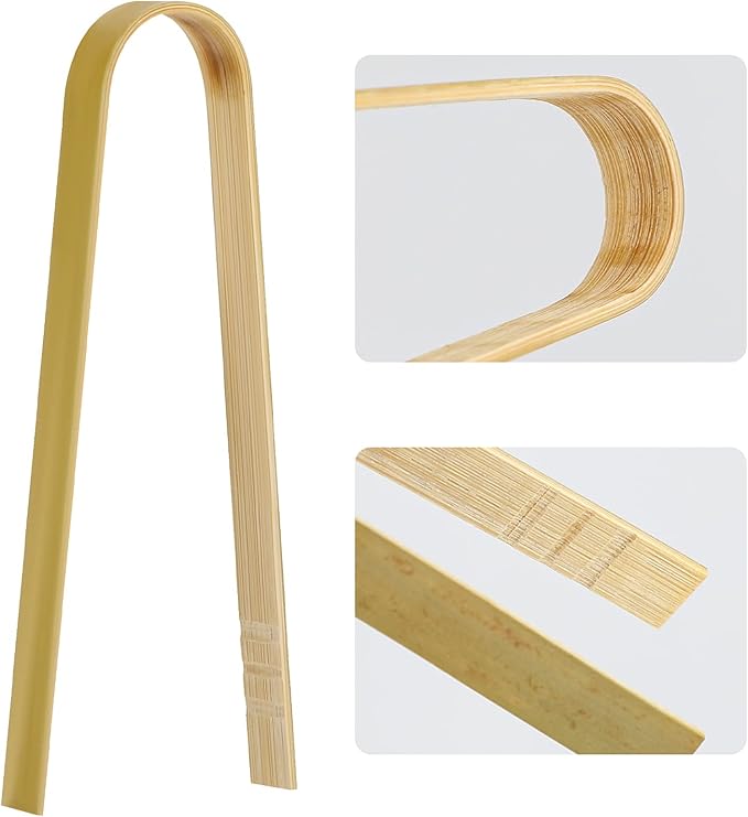 Luter 20pcs Wooden Disposable Cooking Utensils Mini Wooden Tongs Natural Toast Tongs for Charcuterie Cooking