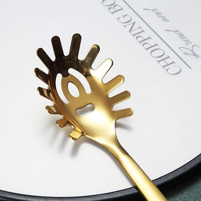 Gold Spaghetti Spoon, Berglander Pasta Server With Titanium Gold Plating, Stainless Steel Spaghetti Server For Cooking, Pasta Fork, Noddle Fork, Dishwasher Safe, Easy to Clean - Image 5