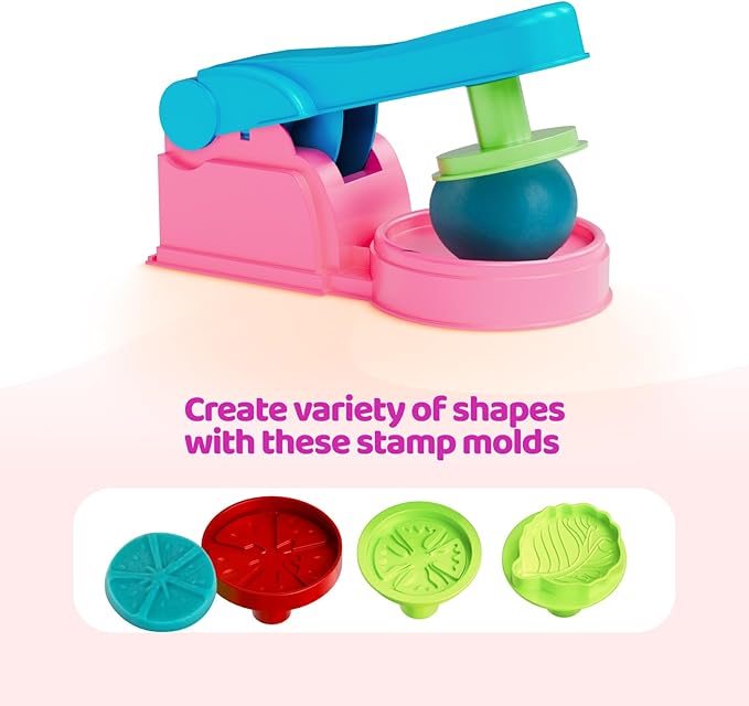 Dough Tools for Kids, 46Pcs Dough Toys Sets Playdough Accessories Include Play Food Molds - Cupcakes, Ice Cream, Noodle, Play Bulk Pack with Roller, Cutters, Scissor, DoughMat and Storage Bag Gifts
