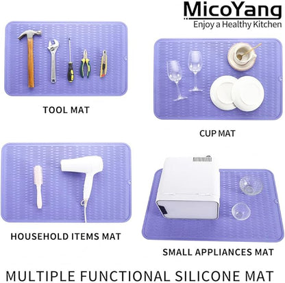 MicoYang Silicone Dish Drying Mat for Multiple Usage,Easy clean,Eco-friendly,Heat-resistant Silicone Mat for Kitchen Counter or Sink,Refrigerator or Drawer Liner Light Purple 3XL 28 inches x 18 inches - Image 4