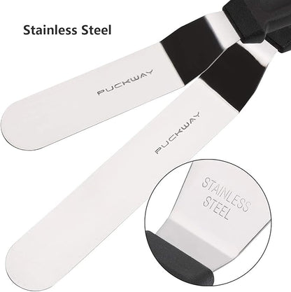 Offset Frosting Cake Knife set of 3 Black 6 8 & 10 Inch Angled Icing Spatula for Decorating - Image 3
