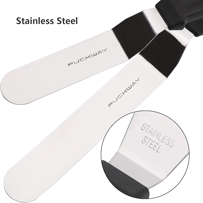 3 Metal Cake Offset Spatulas, 6 8 & 10 Inch Frosting Angled Icing Spatula for Decorating - Image 2