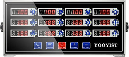 Precision Kitchen Timers for Cooking – 12 Channel Commercial Kitchen Timer Restaurant Kitchen Supplies – Stainless Steel Digital LED Chef Cooking Timer – Reminder Function, Loud Alarm, Black by YOOYIST