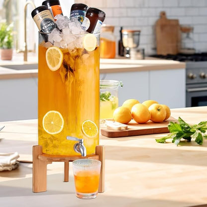 Beverage Dispenser, 3.5 Gallon Glass Drink Dispenser with Stand, Glass water dispenser with Spigot, Large Drink Dispensers for Parties,Bars,Restaurants, 13L - Image 2