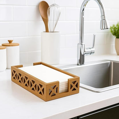 Acacia Wood Paper Towel Holder for Bathroom Counter Decor Trays Table Napkin holder Farmhouse Guest Towel Holder Disposable Hand Towels Tray Bathroom Wooden Kitchen Napkin Holder
