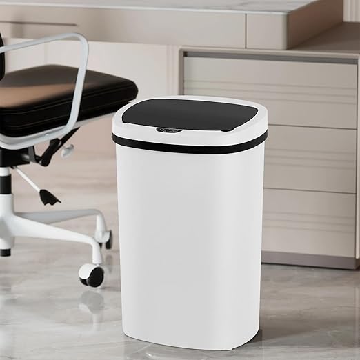 PayLessHere | 13 Gallon Plastic Trash Can | White | Automatic Touchless Lid with Motion Sensor | Kitchen Garbage Can with Waterproof Design | for Home, Office, Bathroom | Pack of 3 - Image 2