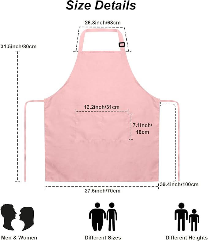 15 Pcs Adult Aprons Bulk with Pockets Adjustable Bib Chef Apron for Women Men Painting Cooking Crafting (S/L) - Image 5