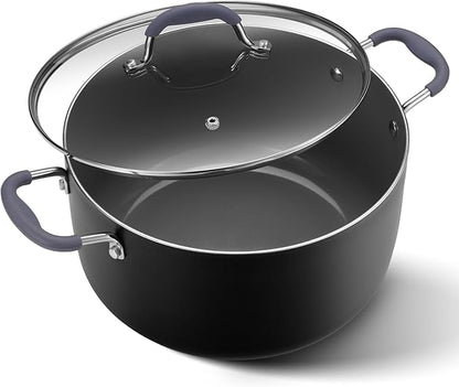 10 Quart Nonstick Stock Pot with Lid, Ceramic Soup Pot with Lid, Induction Cooking Pot with Silicone Handle for All Stoves, Healthy Non-toxic Cooking Pot for Stew/Pasta, PFAS & PFOA Free