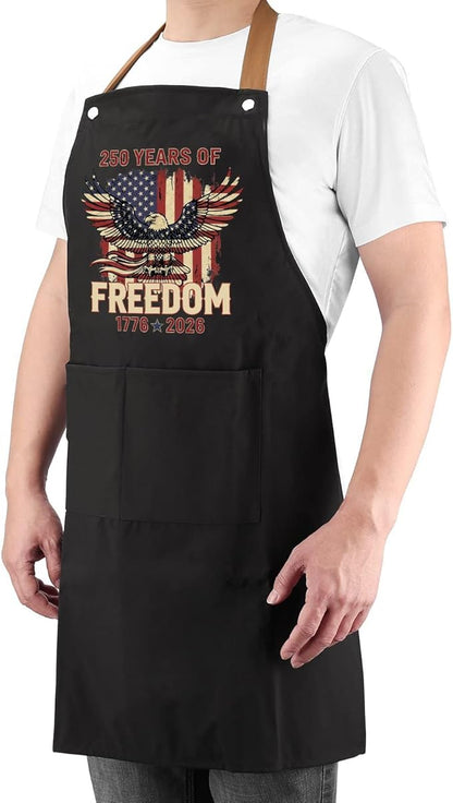 Us 250 Years Of Freedoms Apron With Pocket For Mens