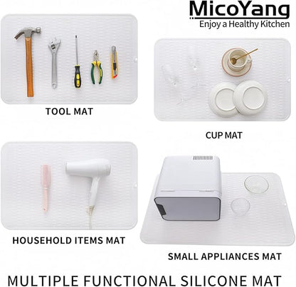 MicoYang Silicone Dish Drying Mat for Multiple Usage,Easy clean,Eco-friendly,Heat-resistant Silicone Mat for Kitchen Counter or Sink,Refrigerator or Drawer Liner White 3XL 28 inches x 18 inches - Image 4