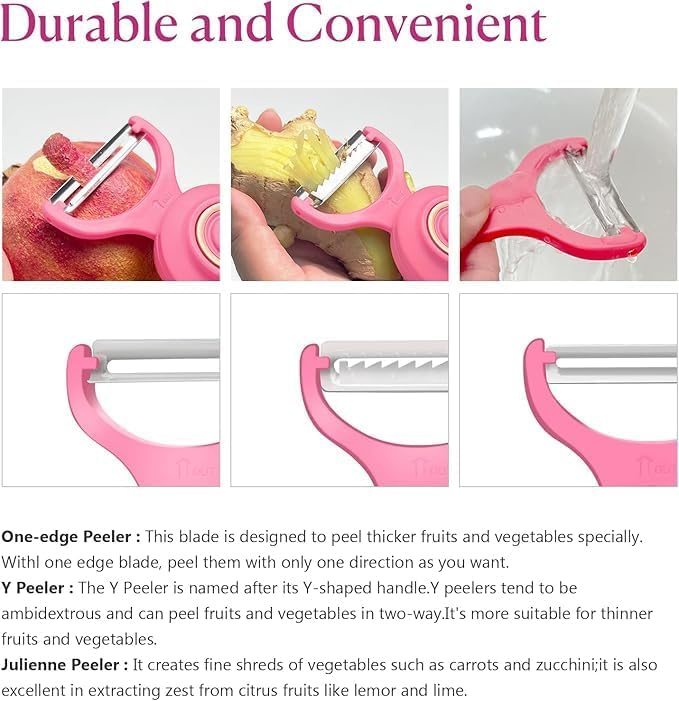 3-in-1 Electric Peeler | Auto Blade for Fruits/Vegetables | 3 Interchangeable Blades | Type-C Charging,Battery Capacity 1500 mAh | Kitchen, Travel, Camping - Image 6