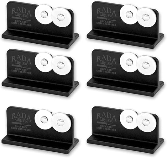 Rada Cutlery Quick Edge Knife Sharpener (R119), 3.5" x 2", Stainless Steel Wheels, Pack of 6 by RadaCutlery