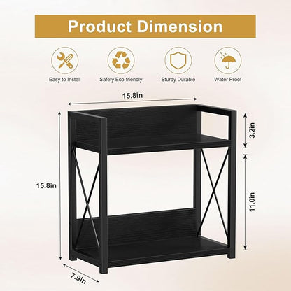 Giikin Kitchen Countertop Organizer, 2 Tier Coffee Bar Organizer, Black Spice Rack for Counter, Kitchen Counter Shelves, Particleboard, Large Size (15.8" L x 7.9" W x 15.8" H), Black - Image 3