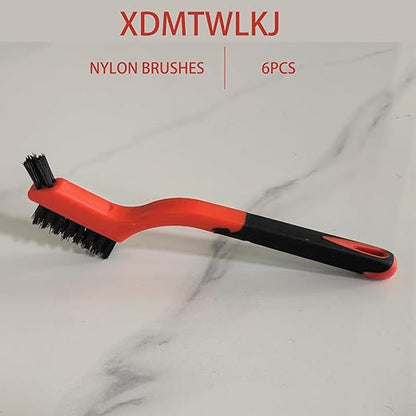 6-Pack Nylon Cleaning Brushes - Non-Scratch Nylon Bristles for Delicate Surfaces & Daily Cleaning | Ergonomic Grip with Mini Head & Hanging Hole - Image 4