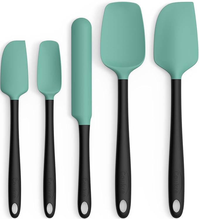 Coukre Silicone Spatula Set of 5,High Temperature Resistant, Food Grade Silicone, Dishwasher Safe, for Baking, Cooking (Aqua Green) by Coukre