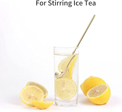 4 PCS 6.7 Inches Coffee/ Tea Spoons Long Handle, Gold, Ice Tea, Espresso Stainless Steel Long Spoons for Stirring - Image 4