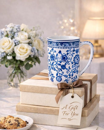 AmorArc Porcelain Tea Mug with Infuser and Lids, 18 Oz Coffee Cup Strainer with Bag Holder for Loose Leaf Tea, Steeping Coffee Mug for House-warming Wedding Birthday Gift