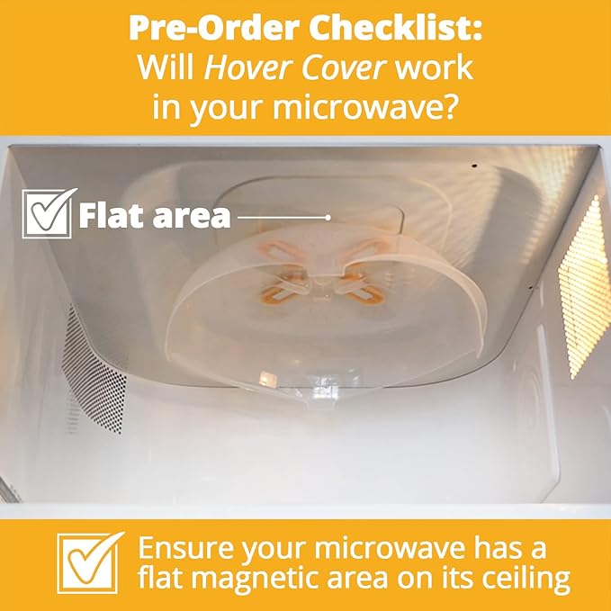 HOVER COVER Magnetic Microwave Cover for Food | Clear Microwave Splatter Cover | Microwave Plate Cover with Steam Vents | Food Grade Dish Cover | BPA-Free | Dishwasher Safe | Orange - Image 3