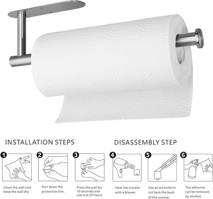 Paper Towel Rolls - for Kitchen, Self-Adhesive Under Cabinet,Both Available in Adhesive and Screws,Stainless Steel Paper Towel Holder Bulk(Grey) - Image 6