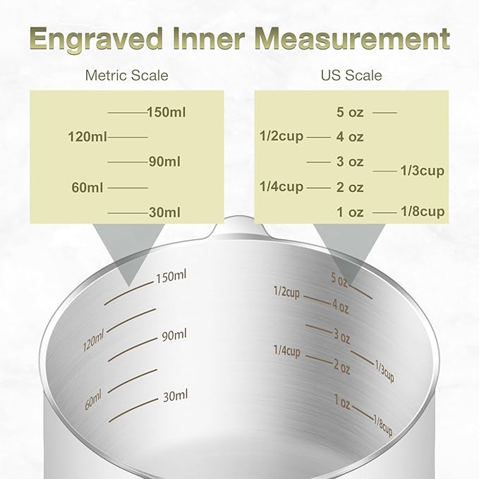 2PCS 3/4Cup (180ml, 6oz) Single Measuring Cup, Etched Inner Scale Stainless Steel Measure Scoop, Metric and US Measurement, Dishwasher Safe - Image 3