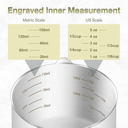 2PCS 3/4Cup (180ml, 6oz) Single Measuring Cup, Etched Inner Scale Stainless Steel Measure Scoop, Metric and US Measurement, Dishwasher Safe - Image 3