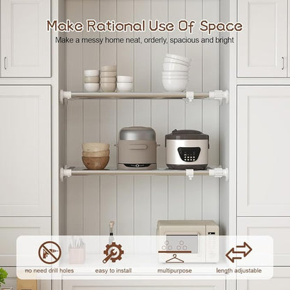 Hershii Tension Shelf Expandable Rod Closet System Heavy Duty Clothes Hanger Adjustable DIY Storage Organizer Shoe Rack