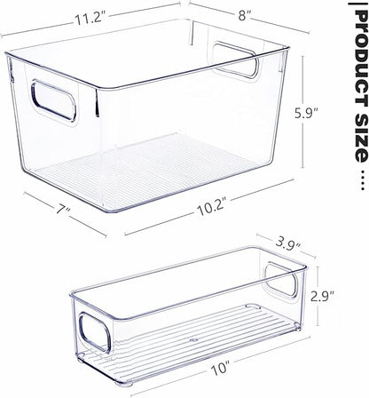 SKTEET Set of 8 Clear Plastic Storage Bins, 4 Large and 4 Small Stackable Storage Containers for Pantry Organization and Kitchen Storage Bins,Home Edit and Cabinet Organizers - Image 7