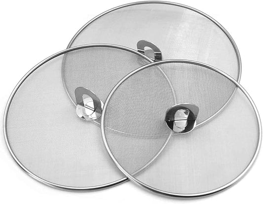 Splatter Screen for Cooking - Stainless Steel Grease Splatter Guard for Frying Pan, No Cooking Oil Mess No Burns, Ultra Fine Mesh Lids Set of 3(10", 11.5", 13") by Handook