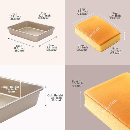 12" x 10" Cookie Sheet Pan Set, 2 Pack Nonstick Baking Sheets, Commercial Carbon Steel Jelly Roll Tray, 2.5" Deep Bakeware For Oven Bake, Anti-warping & Easy Clean