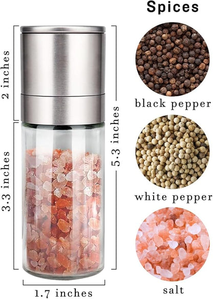 Gulex® Salt Grinder Pepper Mill, Refillable, Adjustable Coarseness Black Pepper Grinder, Stainless Steel Sea Salt Shaker with Ceramic Rotor(Seasoning not included) - Image 2